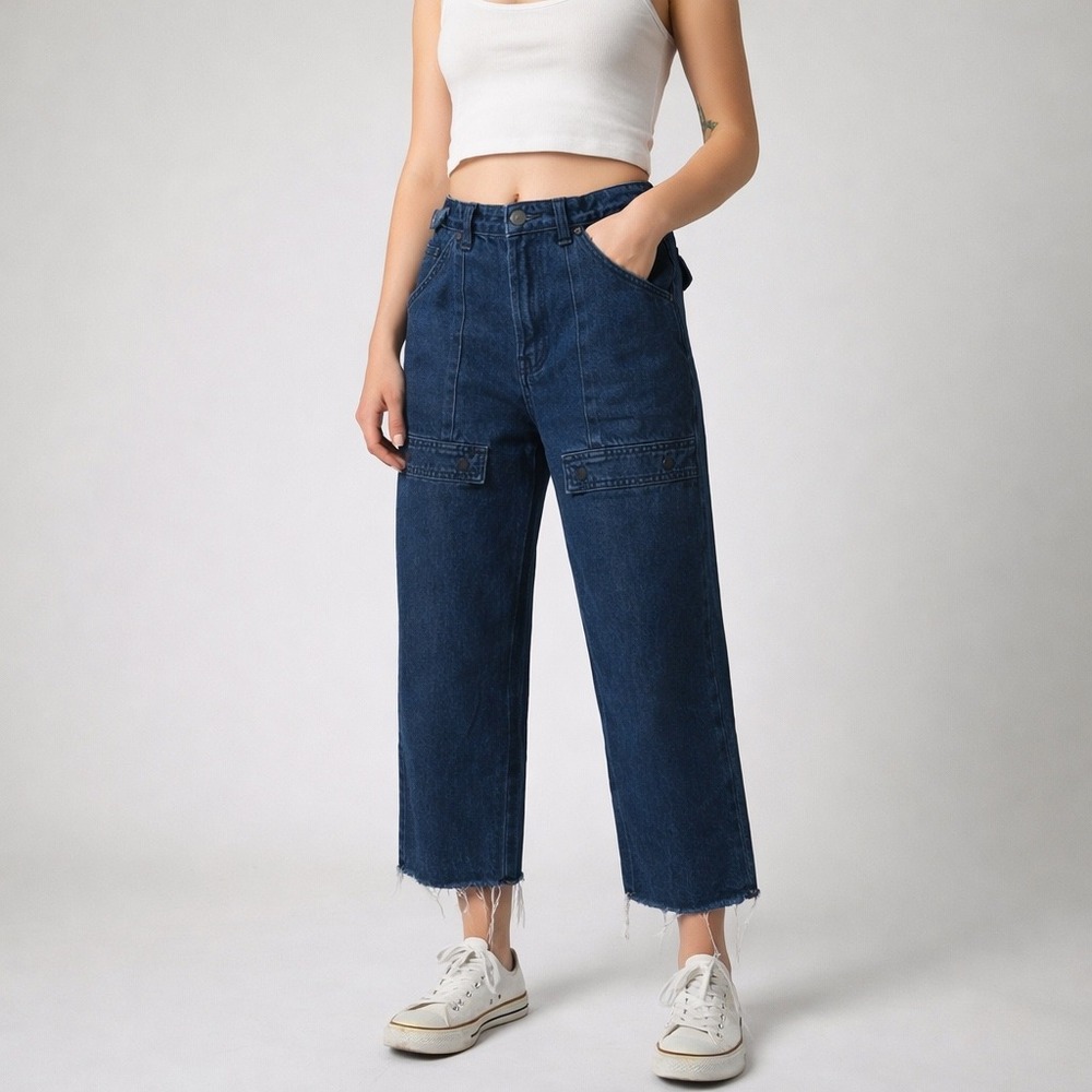 Vintage Levi's 511M 1985 Jeans Women 29 Dark Blue Wide Leg Utility Crop USA Made